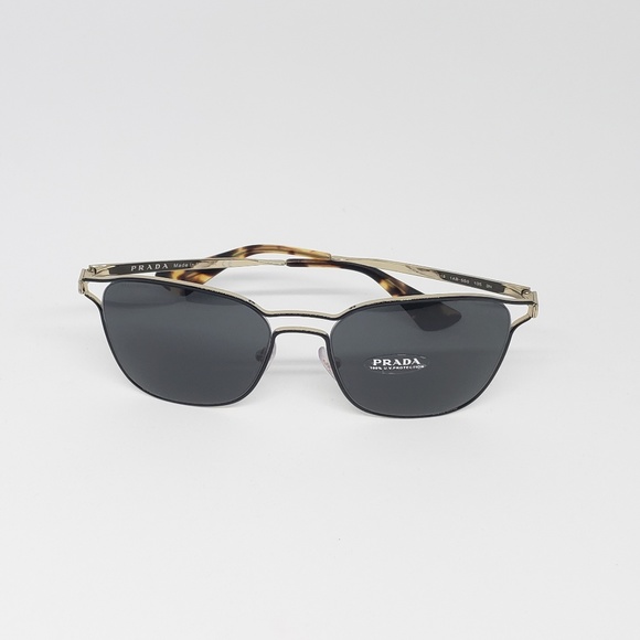 Prada Sunglasses Black/Pale Gold w/Grey - Picture 7 of 8
